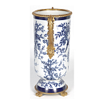 Ваза с бронзовыми ручками и синим цветочным узором Blue & White Ornament варинант исполнения - 3 | Loft Concept в Воронеже