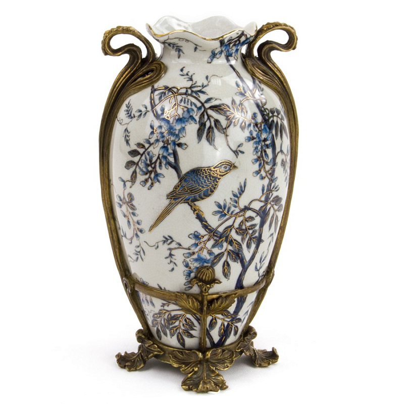 Ваза Blue and Bronze Bird Белый Бронза Синий Ваза Blue and Bronze Bird Белый Бронза Синий в Воронеже | Loft Concept
