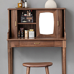 Туалетный стол деревянный с ящиком и зеркалом Moon Walnut Furniture варинант исполнения - 5 | Loft Concept в Воронеже