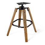 Барный стул со спинкой и металлической подставкой на 4-х деревянных ножках Бежевый Велюр Vendramin Chair варинант исполнения - 9 | Loft Concept в Воронеже