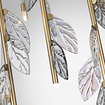 Люстра с золотистыми трубками и прозрачными стеклянными листьями на подвесах Sylva  варинант исполнения - 7 | Loft Concept в Воронеже
