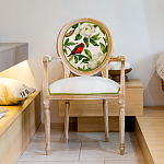 Стул с подлокотниками золотистый из бука с изображением птиц и цветов Blooming Red Birds варинант исполнения - 3 | Loft Concept в Воронеже