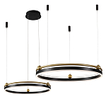 Люстра подвесная с двумя кольцами черного и золотого цвета Ring Horizontal варинант исполнения - 2 | Loft Concept в Воронеже