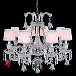 Люстра с 8-ю белыми текстильными абажурами и хрустальными подвесками Lustre Reverie варинант исполнения - 1 | Loft Concept в Воронеже