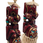 Комплект из 2-х деревянных статуэток Asmat Straw Headdress Statuettes Red Tattoo варинант исполнения - 3 | Loft Concept в Воронеже