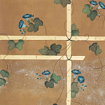 Обои ручная роспись Morning Glory Original colourway on gold metallic silk варинант исполнения - 2 | Loft Concept в Воронеже