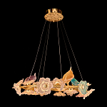 Люстра круглая на золотом каркасе с птичками и цветочным декором Miscellaneous herbs варинант исполнения - 1 | Loft Concept в Воронеже