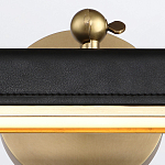 Светильник для картин цвет винтажная латунь с прямоугольным плафоном из кожи черного цвета Alora варинант исполнения - 5 | Loft Concept в Воронеже