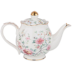 Чайник из фарфора белый с цветочным принтом Flower Porcelain Collection варинант исполнения - 1 | Loft Concept в Воронеже