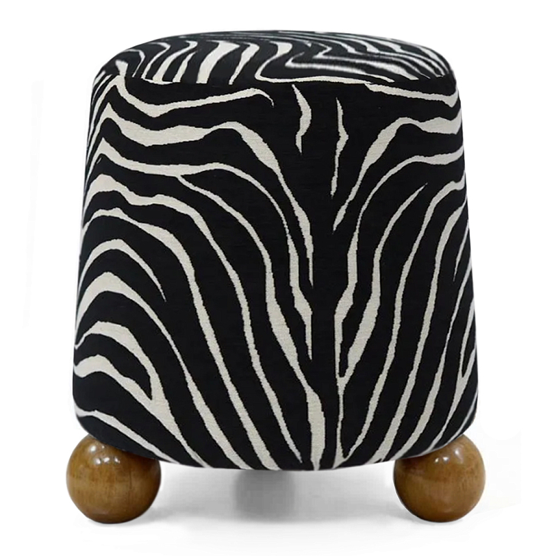 Пуф Wakonda обивка ZEBRA с Круглыми ножками  Черно-белый Коричневый в Воронеже | Loft Concept 