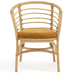 Кресло из ротанга с сиденьем из велюра Vini Rattan Armchair варинант исполнения - 2 | Loft Concept в Воронеже