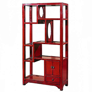 Красный китайский стеллаж countless treasures