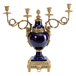 Подсвечник из темно-синего фарфора на бронзовой подставке с фигурками ангелов и декоративными ручками Eden Garden варинант исполнения - 1 | Loft Concept в Воронеже