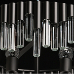 Люстра круглая из матового черного металла с подвесками из прозрачных стеклянных трубок Noir Tubes варинант исполнения - 8 | Loft Concept в Воронеже