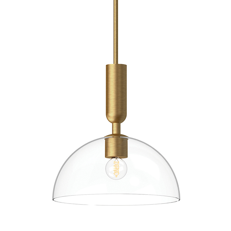 Подвесной светильник с прозрачным полусферическим стеклянным плафоном Alora Mood  Прозрачное Стекло Золотой в Воронеже | Loft Concept 