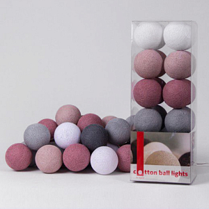 Гирлянда хлопковые фонарики Сotton Ball Dirty Rose