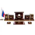 Настольный письменный набор с часами и визитницами из природного камня обсидиана Royal Present варинант исполнения - 1 | Loft Concept в Воронеже