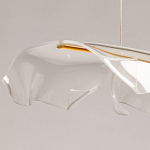 Люстра линейная с 3-мя белыми волнистыми плафонами Wave Line варинант исполнения - 8 | Loft Concept в Воронеже