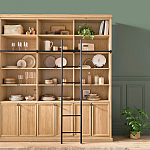 Книжный шкаф из массива сосны с металлической лестницей Burton Wood Cabinet варинант исполнения - 8 | Loft Concept в Воронеже