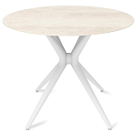 Стол обеденный с круглой столешницей из керамики на четырех белых ножках Sand Ceramics варинант исполнения - 1 | Loft Concept в Воронеже