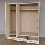 Большой Шкаф Primo Светлый дуб с 3 дверьми и 3 выдвижными ящиками варинант исполнения - 6 | Loft Concept в Воронеже