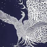 Обои ручная роспись в стиле Арт-деко Whistler Peacocks Special Colourway on Empire Blue dyed silk варинант исполнения - 2 | Loft Concept в Воронеже