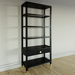 Стеллаж Elsa Dreams Black со стеклянными полками и ящиком варинант исполнения - 1 | Loft Concept в Воронеже