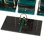 Настольный письменный набор из змеевика тёмно-зелёного цвета с декором в виде орла Successful Leader варинант исполнения - 4 | Loft Concept в Воронеже