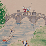 Обои ручная роспись Promenade Special Colourway on pink painted Xuan paper варинант исполнения - 1 | Loft Concept в Воронеже