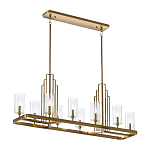 Люстра прямоугольная цвета латунь с прозрачными рифлеными цилиндрическими плафонами Kichler варинант исполнения - 2 | Loft Concept в Воронеже