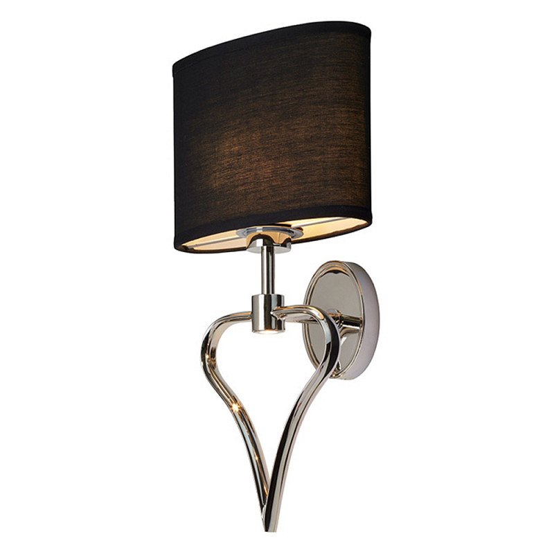 Бра для ванных комнат с черным тканевым абажуром овальной формы и декоративной вставкой в форме сердца Elstead Lighting Черный Хром в Воронеже | Loft Concept 