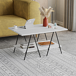 Стол журнальный с белой прямоугольной столешницей и полкой ESSEL WHITE варинант исполнения - 2 | Loft Concept в Воронеже