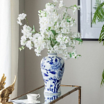 Ваза с бело-синей росписью и изображением цветов Blue & White Ornament варинант исполнения - 4 | Loft Concept в Воронеже