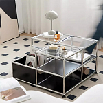 Дизайнерский журнальный стол квадратный с полками Akydy варинант исполнения - 1 | Loft Concept в Воронеже