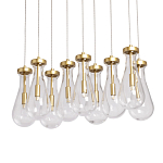 Люстра с 9-ю прозрачными стеклянными плафонами в форме капли Lucid Rain  варинант исполнения - 1 | Loft Concept в Воронеже