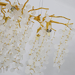 Люстра подвесная с золотистыми ветками и стеклянными подвесками в виде листьев Длина 80 см FAIRYTREE Light варинант исполнения - 5 | Loft Concept в Воронеже