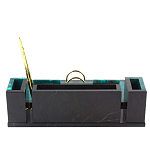 Настольный письменный набор из змеевика с часами и календарницей Successful Leader варинант исполнения - 3 | Loft Concept в Воронеже