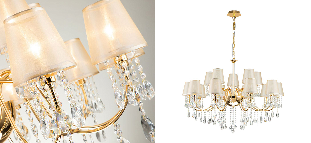 Двухъярусная люстра золотого цвета с хрустальным декором Dainty Light Двухъярусная люстра золотого цвета с хрустальным декором Dainty Light - Loft-Concept в Воронеже