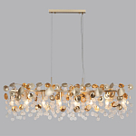 Люстра линейная с подвесками в форме монеток и золотистыми круглыми элементами из металла в виде лепестков FAIRYTREE Light варинант исполнения - 4 | Loft Concept в Воронеже