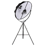 Торшер в виде прожектора с круглым тканевым абажуром на треноге черного цвета Radiance Éclat варинант исполнения - 2 | Loft Concept в Воронеже