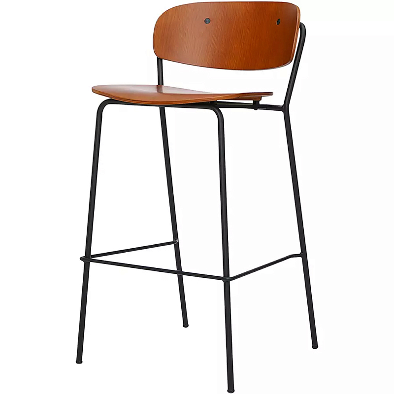 Стул барный на железных ножках Chair Space Arrangement без подлокотников Орех Черный Стул барный на железных ножках Chair Space Arrangement без подлокотников Орех Черный в Воронеже | Loft Concept
