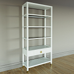 Стеллаж Elsa Dreams White со стеклянными полками и ящиком варинант исполнения - 1 | Loft Concept в Воронеже