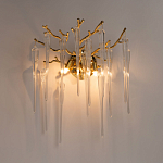 Бра золотого цвета с разветвленными ветвями и длинными прозрачными подвесками в форме стеклянных сосулек Droplet Chandelier варинант исполнения - 2 | Loft Concept в Воронеже