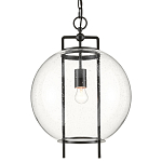 Подвесной светильник в форме шара из прозрачного стекла на линейном черном каркасе  Glass Ball with Seeds варинант исполнения - 2 | Loft Concept в Воронеже