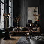 Настольная лампа на металлическом основании бронзового цвета с 4-мя черными конусовидными абажурами Dignity варинант исполнения - 5 | Loft Concept в Воронеже