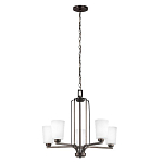 Люстра бронзового цвета с 5-ю матовыми стеклянными плафонами Generation Lighting варинант исполнения - 2 | Loft Concept в Воронеже