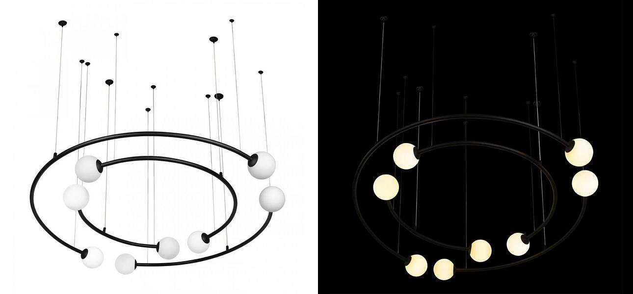 Дизайнерская Модульная Люстра PLANETARY two rings Black 100 см Дизайнерская Модульная Люстра PLANETARY two rings Black 100 см - Loft-Concept в Воронеже