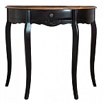 Консоль черная полукруглая из массива березы с ящиком и состаренным эффектом Vintage варинант исполнения - 1 | Loft Concept в Воронеже