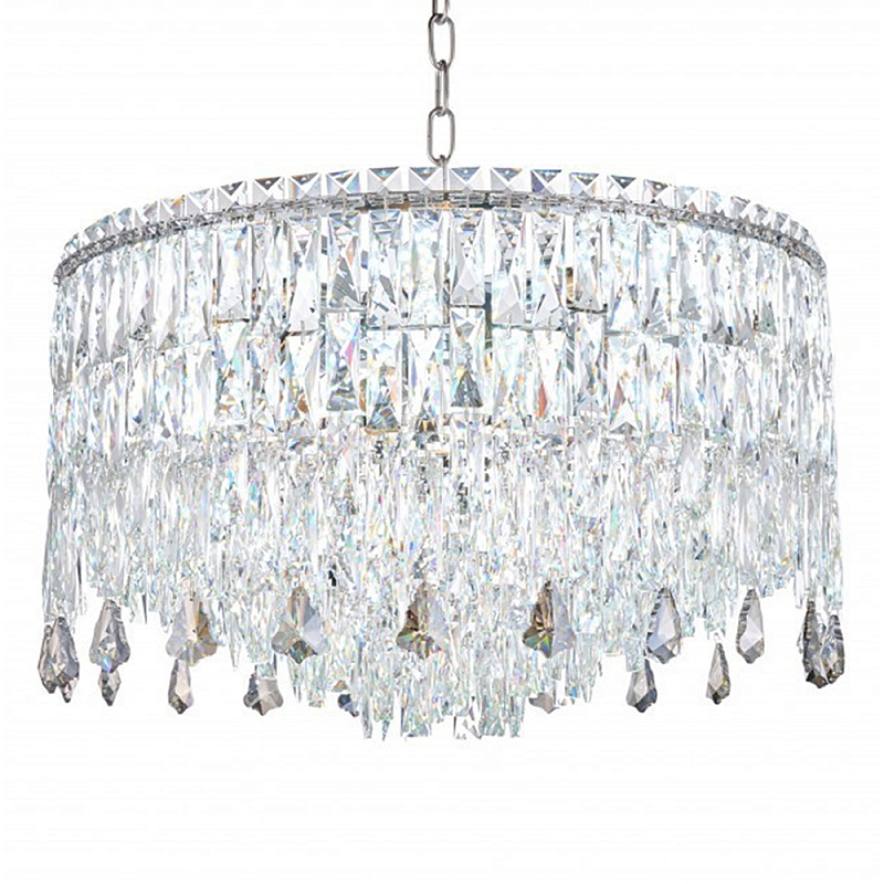 Люстра круглая с хрустальными подвесками на серебряном каркасе Roul Crystal Light Хром Прозрачный Люстра круглая с хрустальными подвесками на серебряном каркасе Roul Crystal Light Хром Прозрачный в Воронеже | Loft Concept