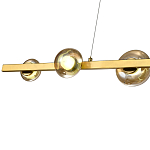Люстра светодиодная линейная с 6-ю круглыми плафонами коньячного цвета Iona Chandelier Brass  варинант исполнения - 2 | Loft Concept в Воронеже